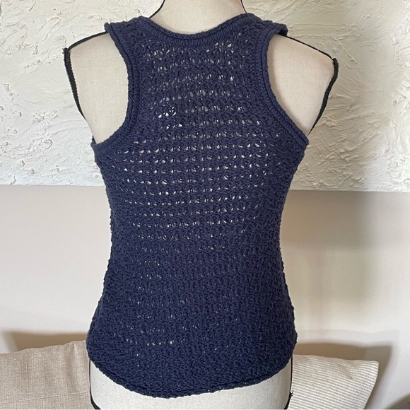 Aerie Tank Top Navy Blue Crochet Knit Cotton Blend Women's Sz XS NWT - Picture 7 of 7